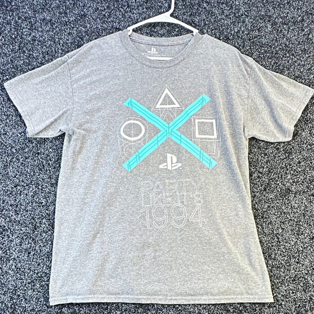 PlayStation Party Like It's 1994 Men's Gray Graphic Crew Neck T-Shirt L